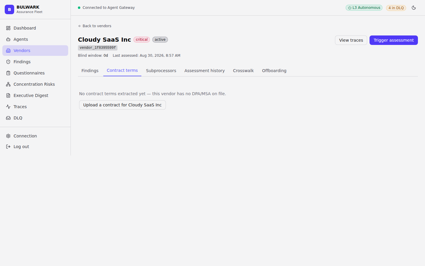 Vendor detail - Contract terms
